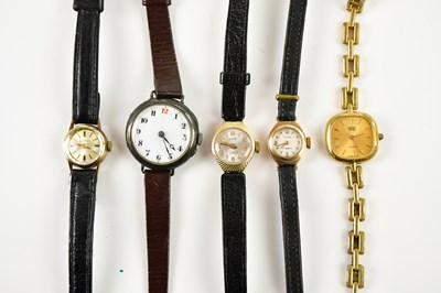 Lot 597 - OMER; a lady's 9ct gold cased wristwatch, the...