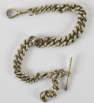 Lot 929 - A chunky hallmarked silver Albert chain,...