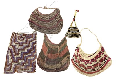 Lot 1052 - Four Melanesian Highland woven bilums and an...