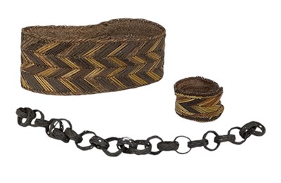 Lot 1138 - A Melanesian woven armband, with matching ring...