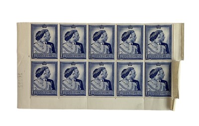 Lot 388 - A corner block of ten 1948 one pound Silver...