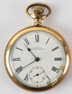 Lot 939 - WALTHAM MASS; a gold plated open face pocket...