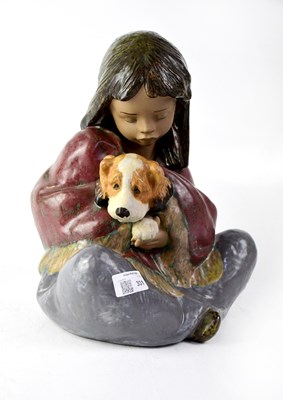 Lot 331 - LLADRÓ; a large figure of a seated young girl...