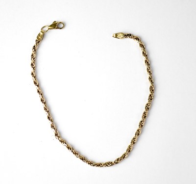 Lot 796 - A 9ct yellow gold rope twist bracelet