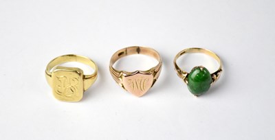 Lot 792 - Three yellow metal rings
