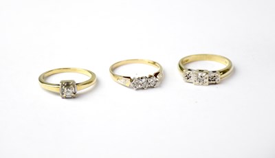 Lot 737 - Three 9ct yellow gold rings