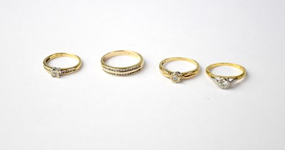 Lot 754 - Three 9ct yellow gold rings
