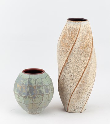 Lot 29 - EMILY MYERS (born 1965); a faceted terracotta...