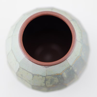 Lot 29 - EMILY MYERS (born 1965); a faceted terracotta...