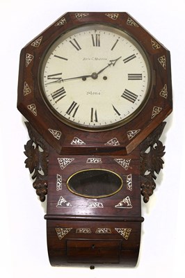 Lot 1392A - A 19th century rosewood drop-dial wall clock,...