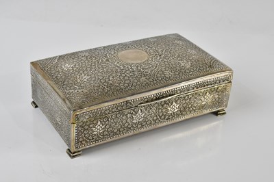 Lot 1466 - An Eastern white metal rectangular cigarette...