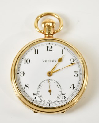 Lot 1478 - VERTEX; a 9ct gold crown wind open faced...