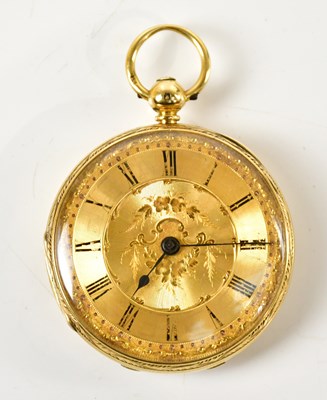 Lot 1479 - An 18ct gold key wind open faced pocket watch,...