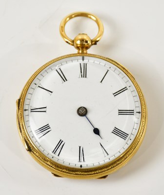 Lot 1480 - An 18ct gold yellow gold key wind open faced...