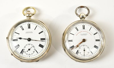 Lot 1481 - Two hallmarked silver cased open faced key...