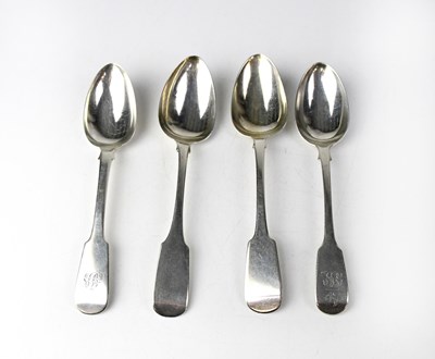 Lot 667 - Four hallmarked silver Fiddle pattern...
