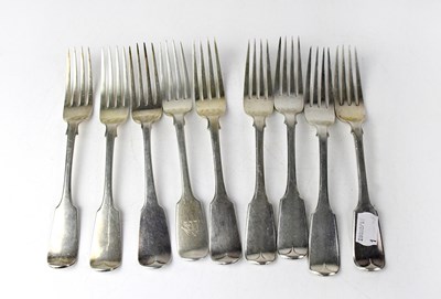 Lot 665 - Nine various hallmarked silver Fiddle pattern...