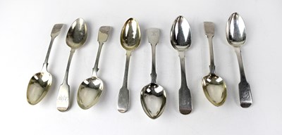 Lot 666 - Eight various hallmarked silver Fiddle pattern...