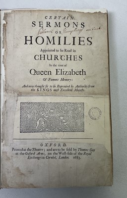 Lot 296 - Certain Sermons or Homilies appointed to be...