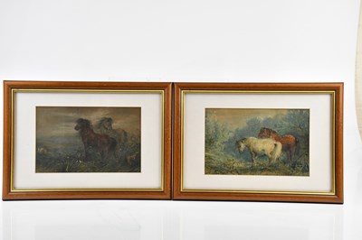 Lot 1683 - A pair of watercolours, both of horses in...