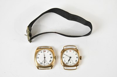 Lot 1864 - Two 9ct gold cased manual wind wristwatches,...