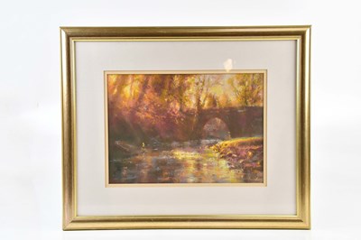 Lot 1785 - STEVEN BEWSHER; pastel, river scene, signed...
