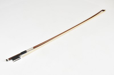 Lot 1506 - A silver mounted violin bow stamped 'Lefin'.
