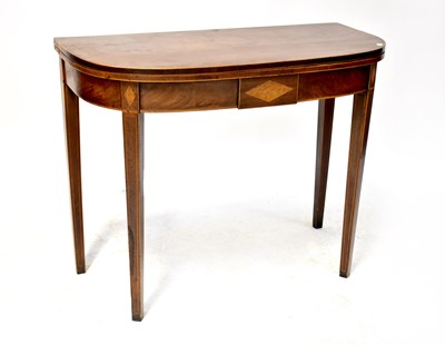 Lot 43 - A 19th century mahogany demi-lune fold-over...