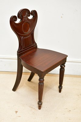 Lot 159 - A mid 19th century mahogany hall chair, with...