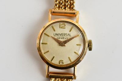 Lot 1838 - UNIVERSAL; an 18ct gold cased wristwatch, the...