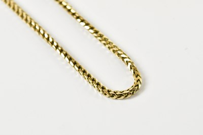 Lot 1614 - A 9ct yellow gold box link chain, length 45cm,...