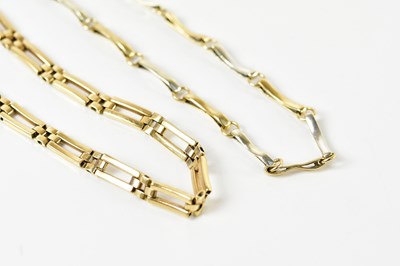 Lot 1567 - Two 9ct gold bracelets, lengths 19cm, combined...