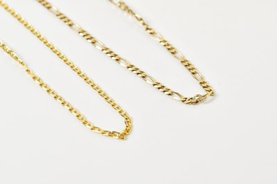Lot 1626 - Two 9ct yellow gold chains, both length 46cm,...