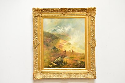 Lot 1700 - CAMERON DOUGLAS; oil on canvas, stags in...