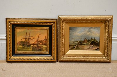 Lot 1713 - UNATTRIBUTED; oil on board, thatched cottages...