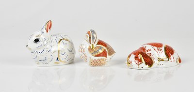 Lot 444 - ROYAL CROWN DERBY; three animal form...