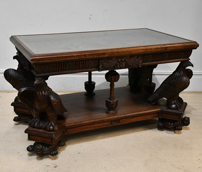 Lot 1 - AMERICAN INTEREST; a modern carved and stained...