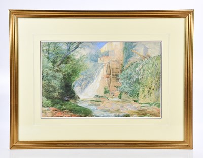 Lot 417 - FREDERICK JONES; watercolour, a mill at Lynton,...