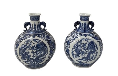 Lot 1198 - A pair of Chinese blue and white porcelain...