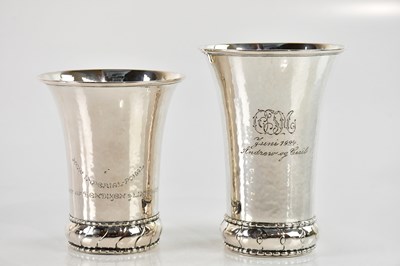 Lot 1230 - Two Danish silver vases, each stamped to the...
