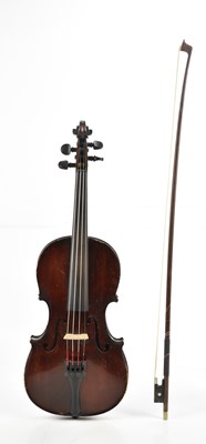 Lot 1592 - A full size violin with two-piece back length...