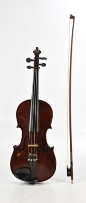 Lot 1621 - A full size violin with two-piece back length...