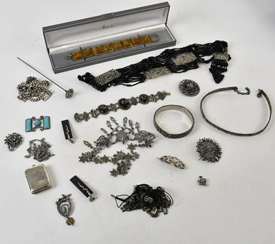 Lot 1724 - A group of costume jewellery including Mexican...