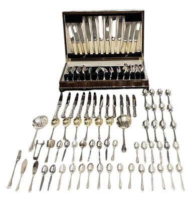 Lot 1236 - An oak cased canteen of cutlery and additional...
