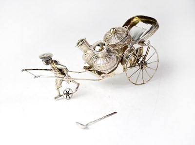 Lot 691 - A sterling silver three-piece condiment set in...