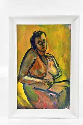 Lot 1779 - RICHARD FITTON; oil on board, female nude...