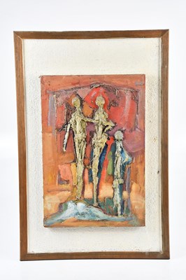 Lot 1781 - TADEUSZ WAS; oil on board, study of three...