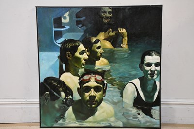 Lot 1773 - JIRT GRUS; oil on canvas, 'Swimmers', signed...