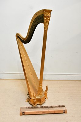 Lot 1537 - J SCHWIESO; a mid 19th century gilt harp,...